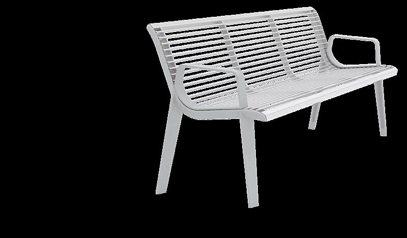 Sitzbank EMAU mit Rückenlehne und Armlehnen, Edelstahl