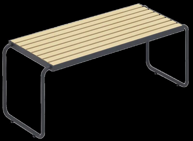 Tisch STACK mit Robinienholzbelattung, Stahlteile in RAL 7024 graphitgrau