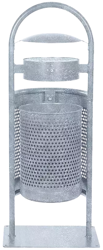 Abfallbehälter MILTON mit Ascher, zum Aufdübeln, feuerverzinkt