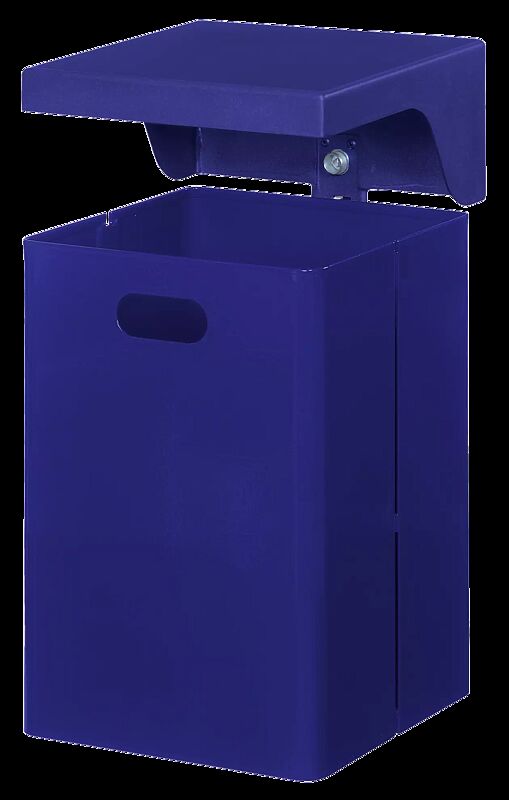 Abfallbehälter FORTE, 40 Liter, mit Schutzdach, in RAL 5013 kobaltblau