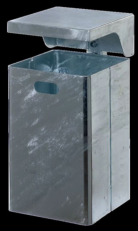 Abfallbehälter FORTE, 50 Liter, mit Schutzdach, feuerverzinkt