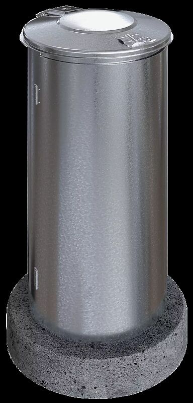 Abfallbehälter NEWPORT, 120 Liter, mit Betonsockel zum Aufdübeln, feuerverzinkt