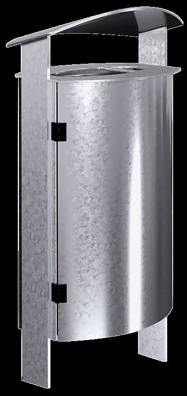 Abfallbehälter SARNIA, mit Ascher, zum Einbetonieren, feuerverzinkt
