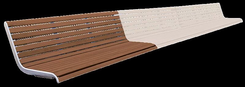 Mauerauflage PORT mit Rückenlehne, Anfangselement links, Breite 1720 mm, mit Jatobaholzbelattung