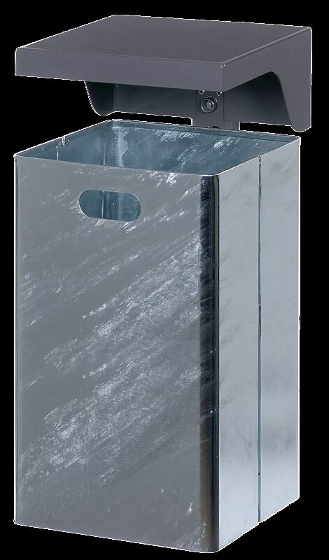 Abfallbehälter FORTE, 50 Liter, mit Schutzdach in DB 703 eisenglimmer, Behälter feuerverzinkt