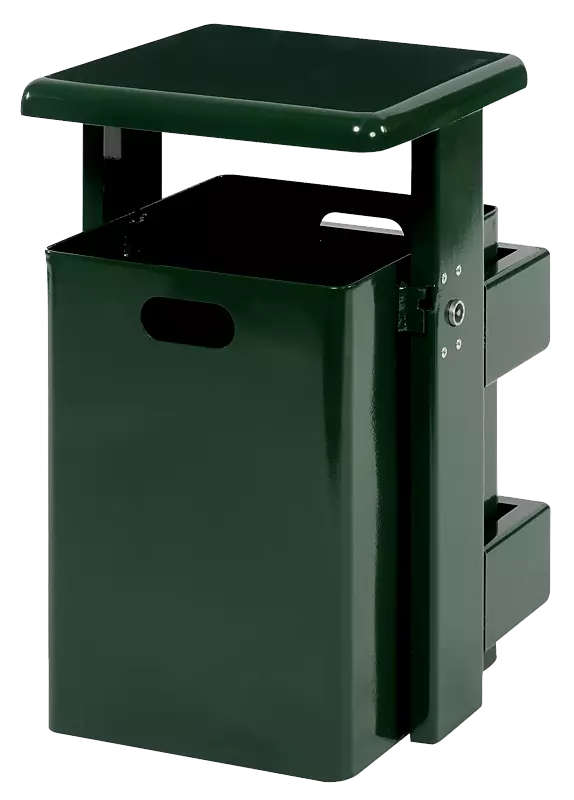 Abfallbehälter STRATFORD, ohne Ascher, in RAL 6005 moosgrün
