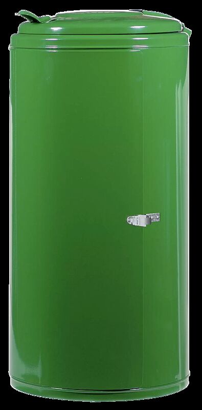 Abfallbehälter EDMONTON, Einflügeltür mit Spannverschluss, in RAL 6002 laubgrün