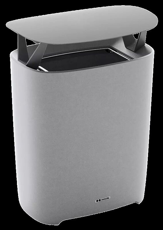 Abfallbehälter BETTER mit Schutzdach, Behälter in hellgrau, Schutzdach in RAL 7010 zeltgrau