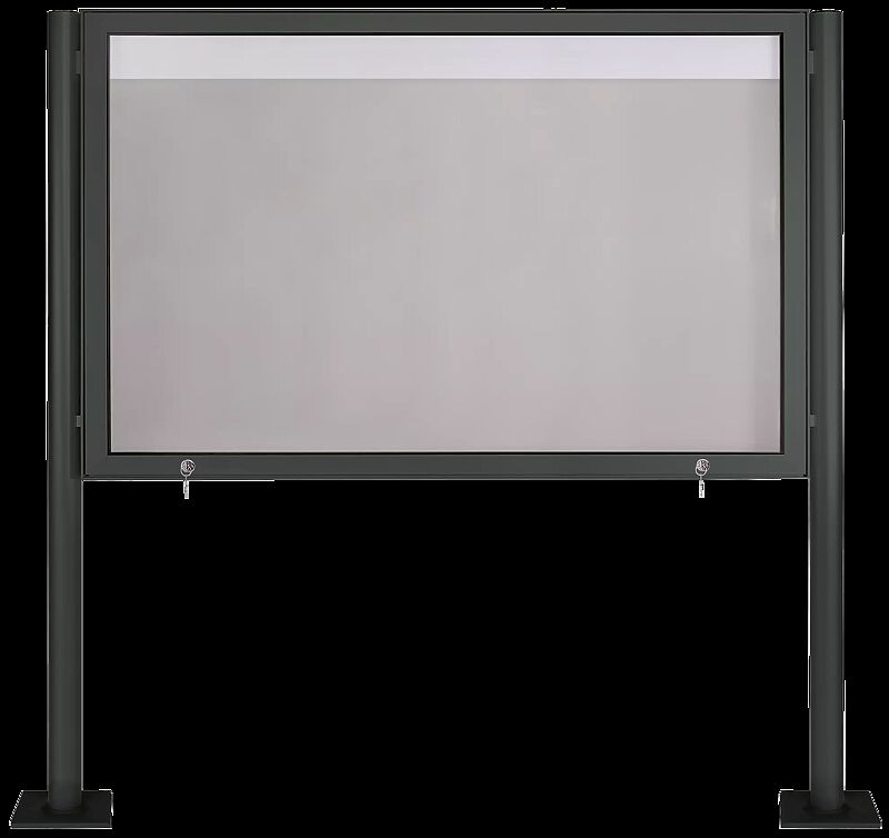 Schaukasten CITY mit Klappflügel, zum Aufdübeln, Alu in RAL 7012 basaltgrau