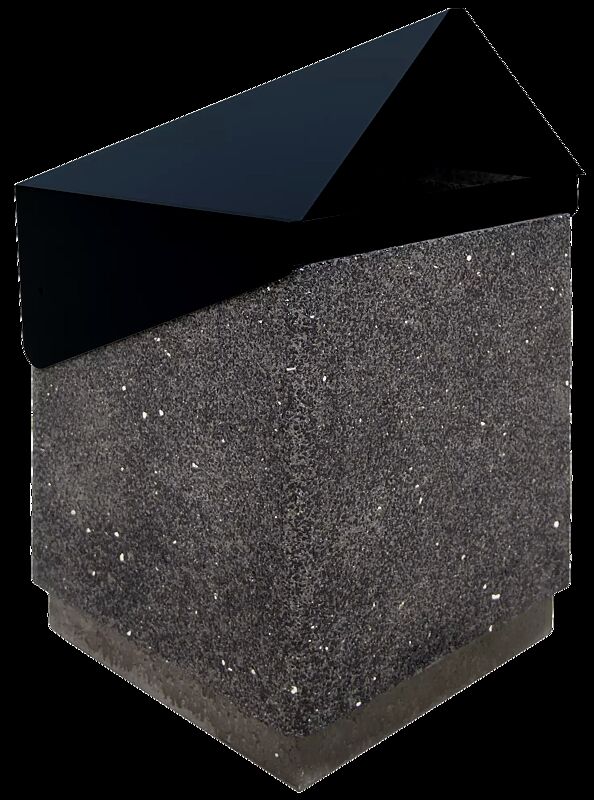 Abfallbehälter GARDA - A, Beton mit transparenter Beschichtung in schwarz - 20, Schutzdach in RAL 9005 tiefschwarz