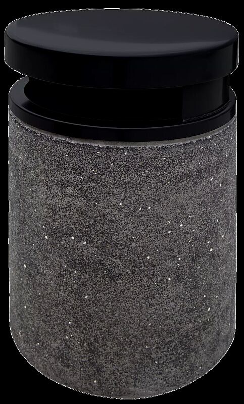 Abfallbehälter GARDA - C, Beton mit transparenter Beschichtung in schwarz - 20, Schutzdach in RAL 9005 tiefschwarz