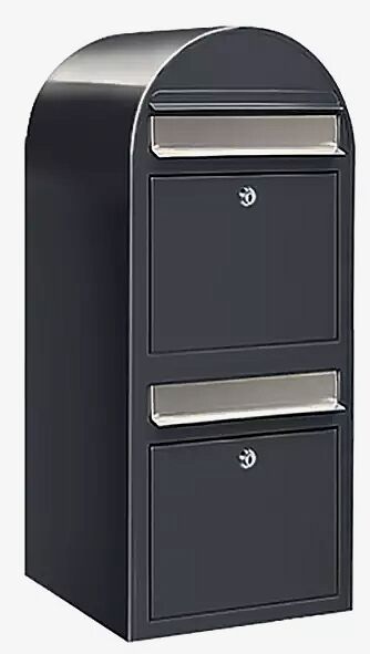 Briefkasten BOBI DUO in RAL 7016 anthrazitgrau mit Edelstahleinwurfklappe