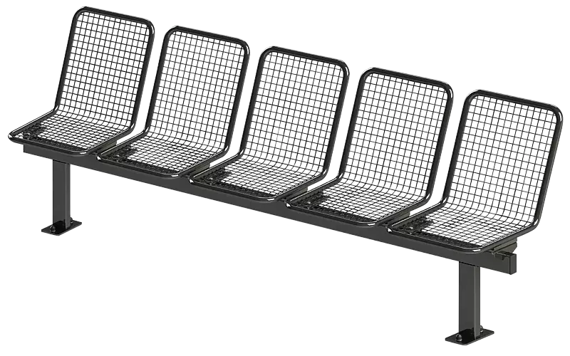 Drahtgittersitz TARVIS, 5-Sitzer, zum Aufdübeln bei +/-0 mm, in RAL 7012 basaltgrau