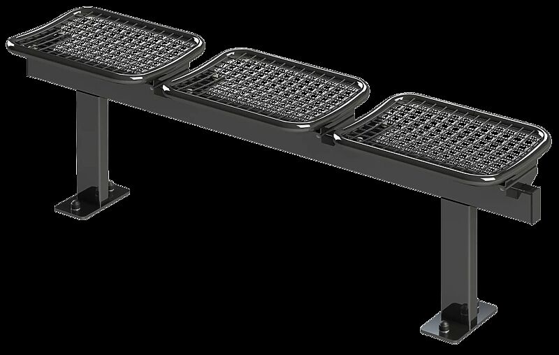Drahtgittersitz TARVIS, 3-Sitzer zum Aufdübeln bei +/-0 mm, in RAL 7012 basaltgrau