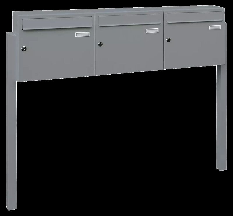 Behindertengerechte Briefkastenanlage BRETAGNE mit 3 Briefkästen, in RAL 9007 graualuminium