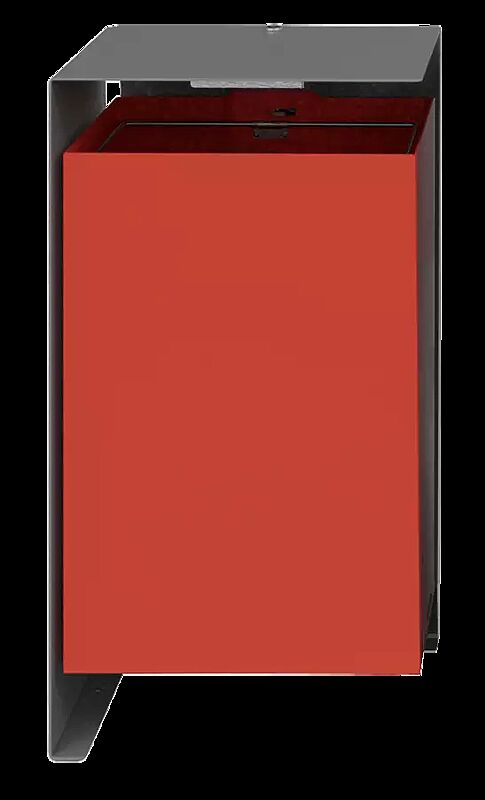 Abfallbehälter DIVISION ohne Ascher, 100 Liter, ohne Beschriftung, Korpus Behälter in RAL 3000 feuerrot