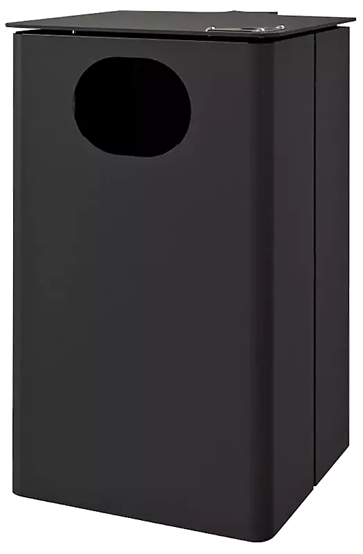 Abfallbehälter KANATA mit Ascher, in RAL 7021 schwarzgrau