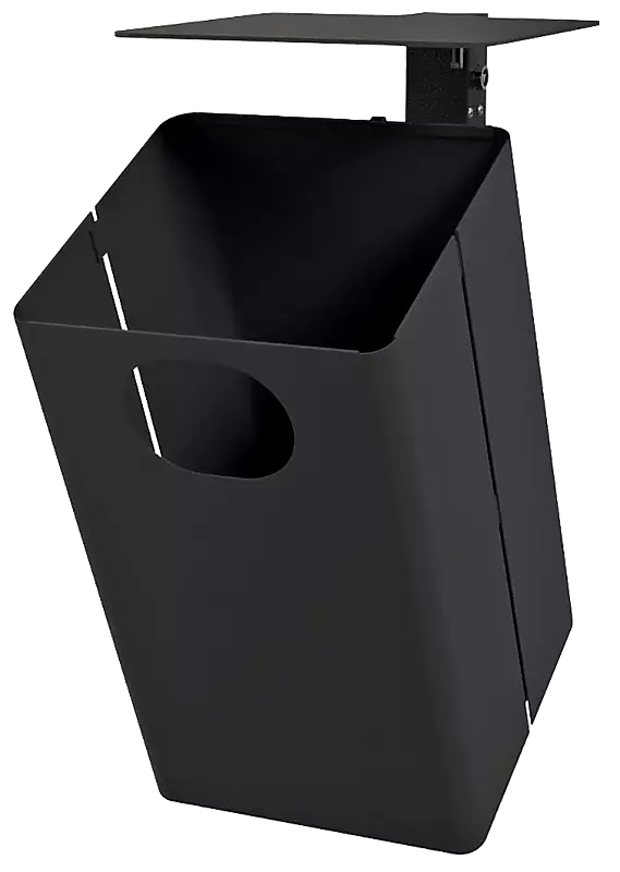 Abfallbehälter KANATA ohne Ascher, geöffnet, in RAL 7021 schwarzgrau
