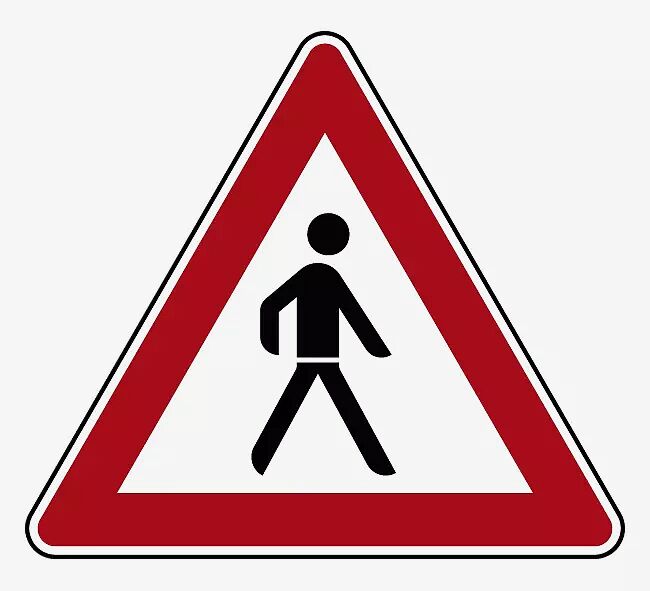 Verkehrszeichen: Fußgänger, Aufstellung links