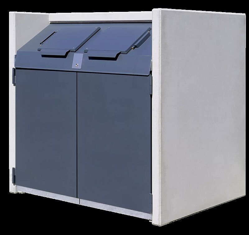 Containerbox SWANLEY, Korpus Sichtbeton glatt, Türen in RAL 7016 anthrazitgrau