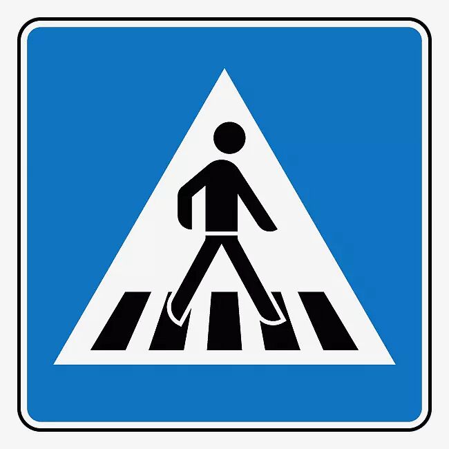 Verkehrszeichen: Fußgängerüberweg, Aufstellung links