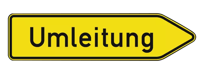 Verkehrszeichen: Umleitungswegweiser, rechtsweisend