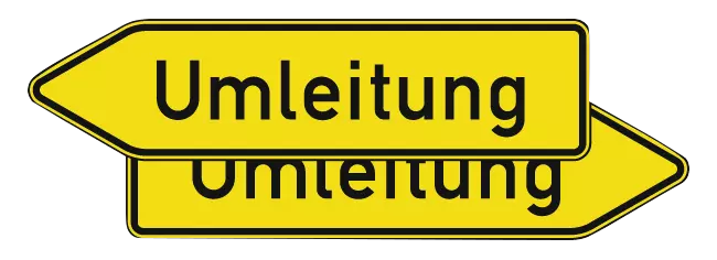 Verkehrszeichen: Umleitungswegweiser, doppelseitig
