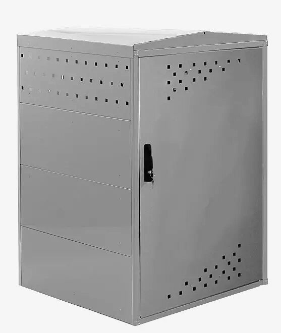 Rollatorgarage LEXINGTON NEW, Grundeinheit mit Giebeldach, Türanschlag DIN rechts, Stahlkonstruktion in RAL 7040 fenstergrau