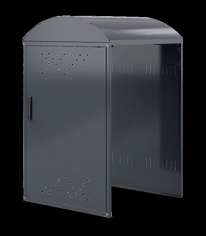 Buggybox / Rollatorgarage LEXINGTON NEW, Anbauelement ohne Seitenwand, mit Bogendach, Türanschlag DIN rechts, Stahlkonstruktion in RAL 7016 anthrazitgrau