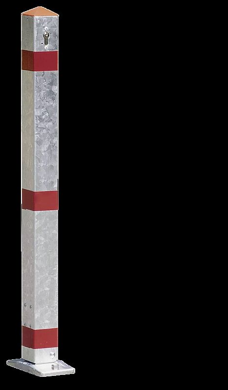 Sperrpfosten LAGUNA, quadratisch, zum Einbetonieren, kippbar mittels Profilhalbzylinderschloss