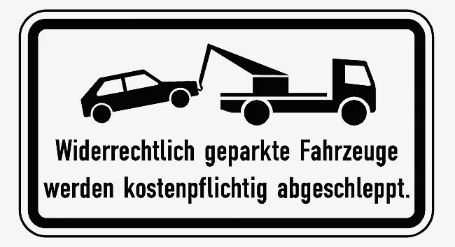 Verkehrszeichen: Widerrechtlich geparkte Fahrzeuge