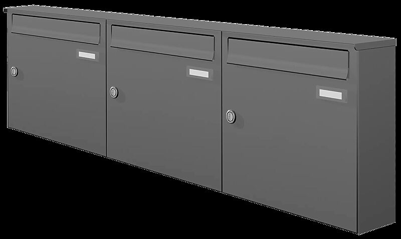 Briefkastenanlage COLOMBES, 3-teilig, in RAL 9007 graualuminium