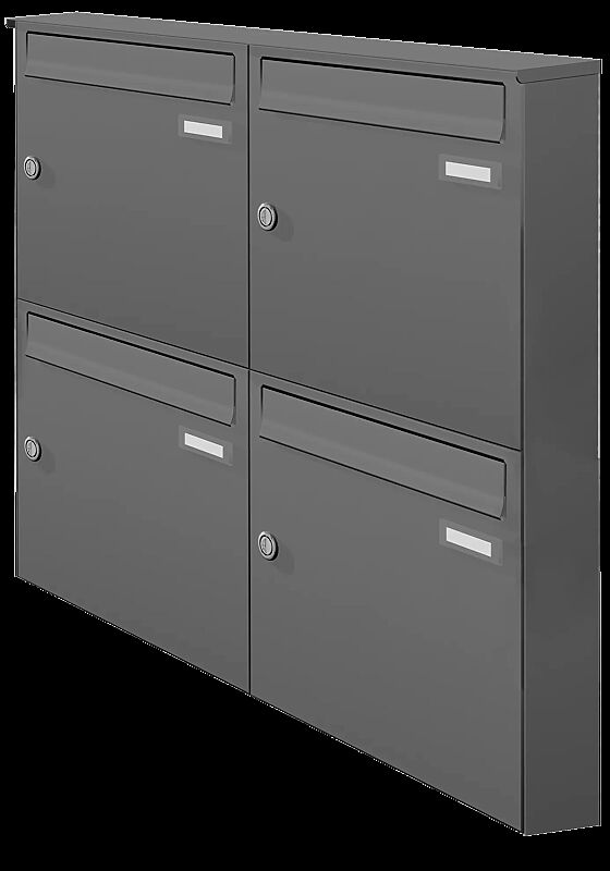Briefkastenanlage COLOMBES, 4-teilig, in RAL 9007 graualuminium