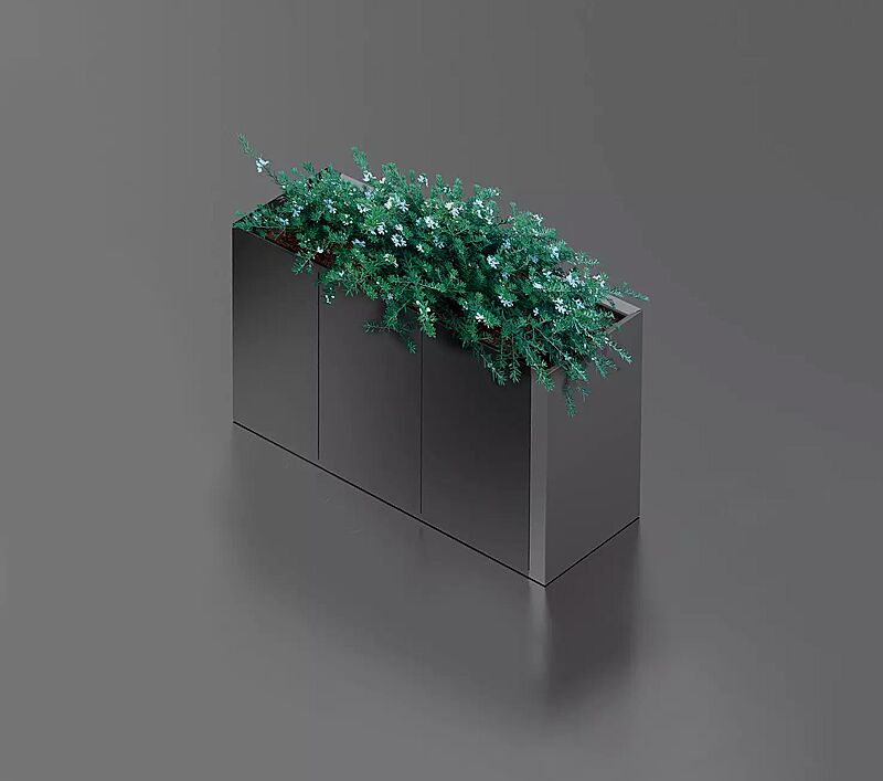 Pflanzbehälter DUO, 1980 Liter, in RAL 7012 basaltgrau und RAL 9007 graualuminium