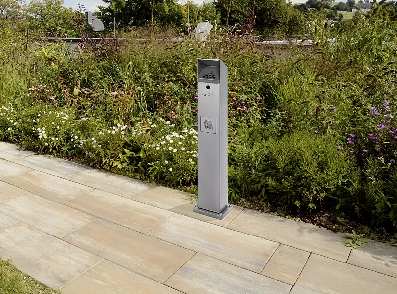 Abfallbehälter WINDSOR aus Stahl, in silber