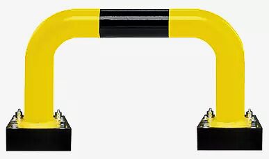 Rammschutzbügel NILSA, H x B 390 mm x 750 mm, gelb kunststoffbeschichtet mit schwarzen Signalstreifen