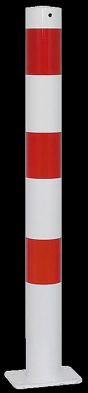 Rammschutzpoller GENAS zum Aufdübeln, Ø 89 mm, in weiß mit roten Reflexstreifen