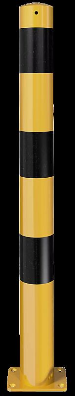 Rammschutzpoller GENAS zum Aufdübeln, Ø 89 mm, in gelb mit schwarzen Reflexstreifen