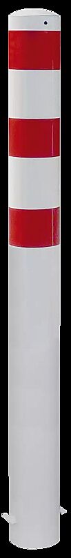 Rammschutzpoller GENAS zum Einbetonieren, Ø 193 mm, in weiß mit roten Reflexstreifen
