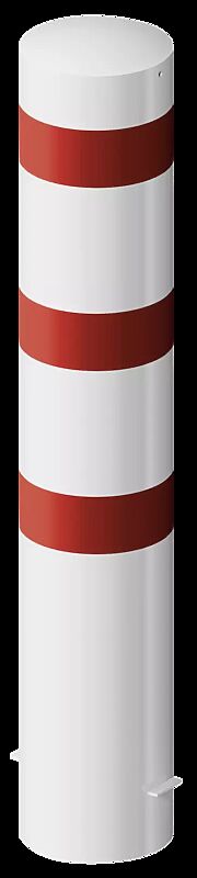 Rammschutzpoller GENAS zum Einbetonieren, Ø 273 mm, in weiß mit roten Reflexstreifen