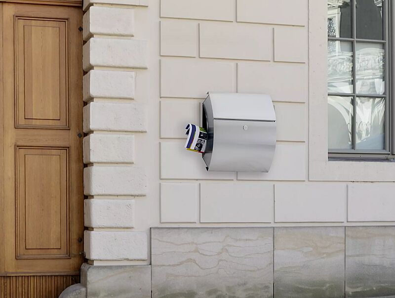 Briefkasten MURET mit Zeitungsfach, aus gebürstetem Edelstahl