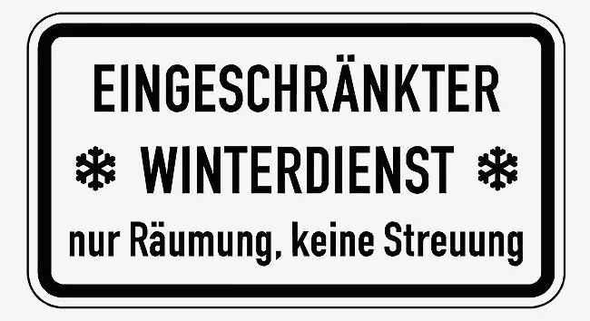 Verkehrszeichen: Eingeschränkter Winterdienst - nur Räumung, keine Streuung