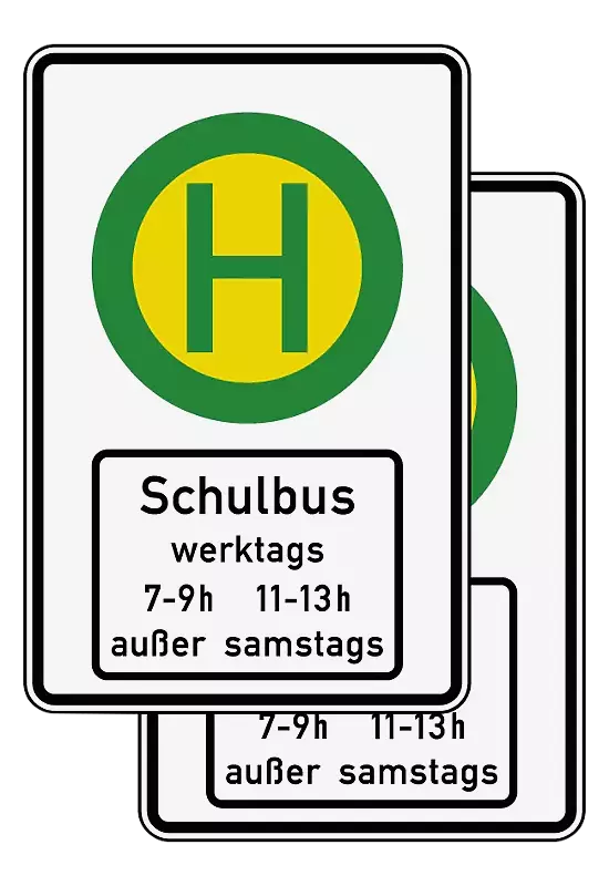 Verkehrszeichen: Schulbushaltestelle doppelseitig