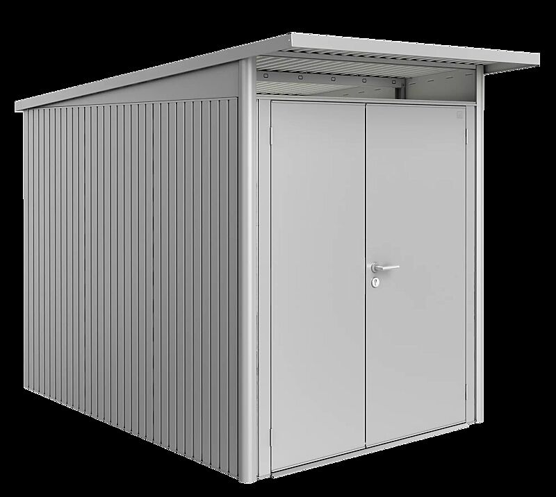 Gerätehaus AVANTGARDE®, Größe 3, in silber-metallic, mit Doppelflügeltür