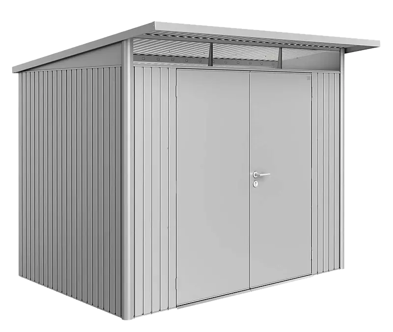 Gerätehaus AVANTGARDE®, Größe 5, in silber-metallic, mit Doppelflügeltür