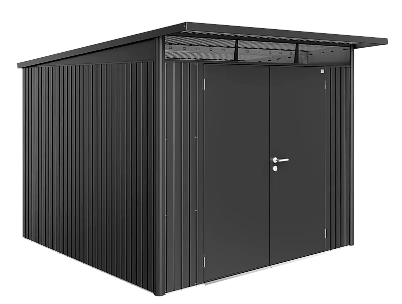 Gerätehaus AVANTGARDE®, Größe 7, in dunkelgrau-metallic, mit Doppelflügeltür