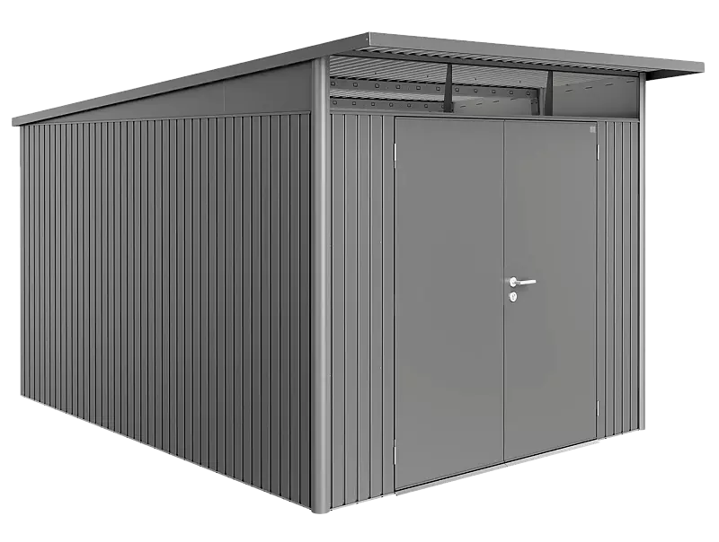 Gerätehaus AVANTGARDE®, Größe 8, in quarzgrau-metallic, mit Doppelflügeltür