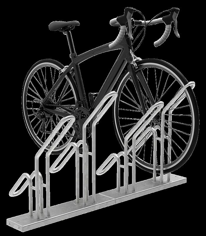 Fahrradständer HERVEY einseitig 90°, hoch / tief, zum Aufdübeln, 4 Stellplätze