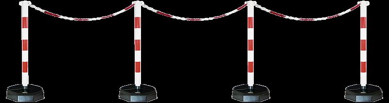 Mobiles Kettenständer-Set MORGAT, 4-er Set in rot-weiß