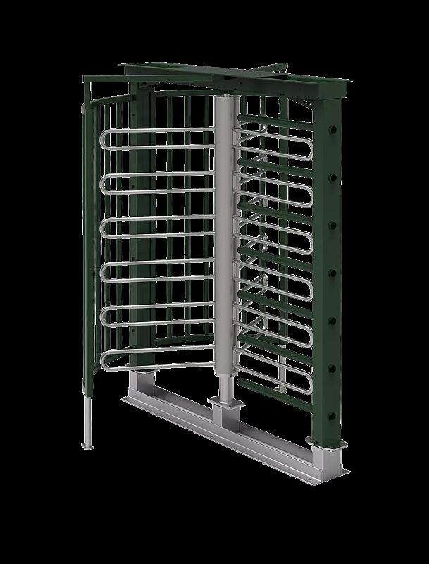 Drehkreuz LARDOS, zum Aufdübeln, mit Bodenrahmen, ohne Übersteigschutz, in RAL 6005 moosgrün